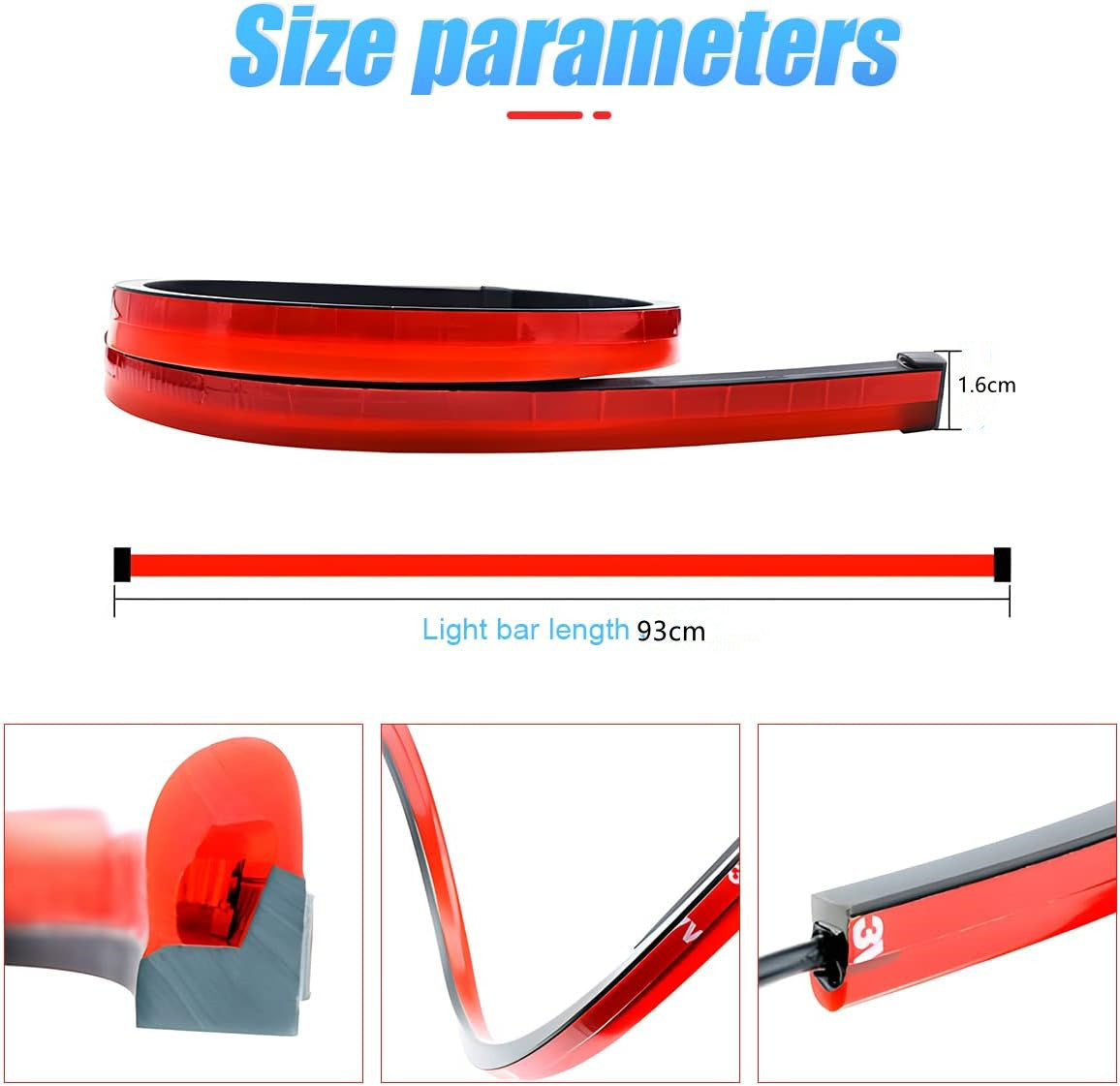 Car LED Brake LED Strip Light,  Universal Red Third Car Brake Light Strip