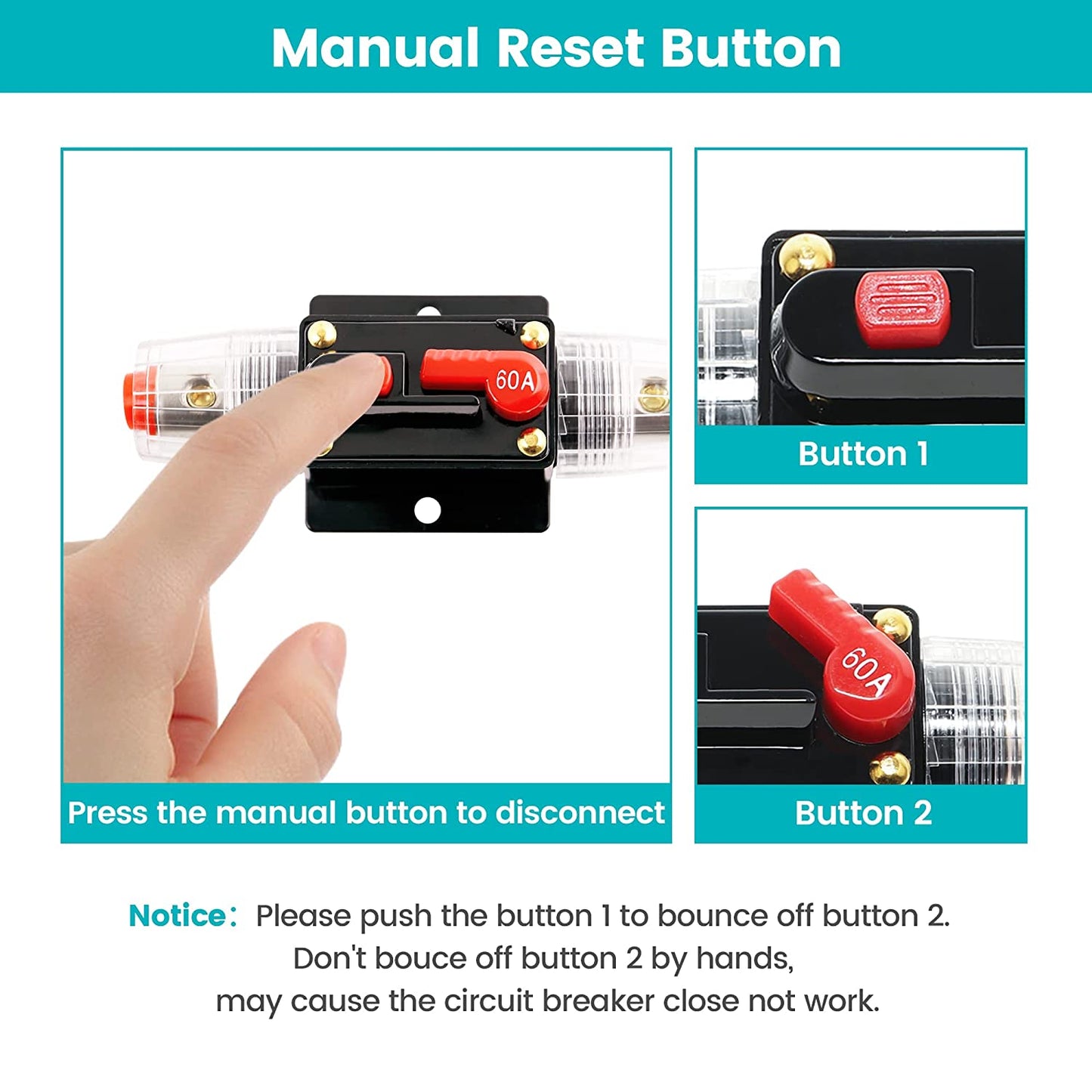 60A Car Audio Inline Circuit Breaker Reset Fuse Holder