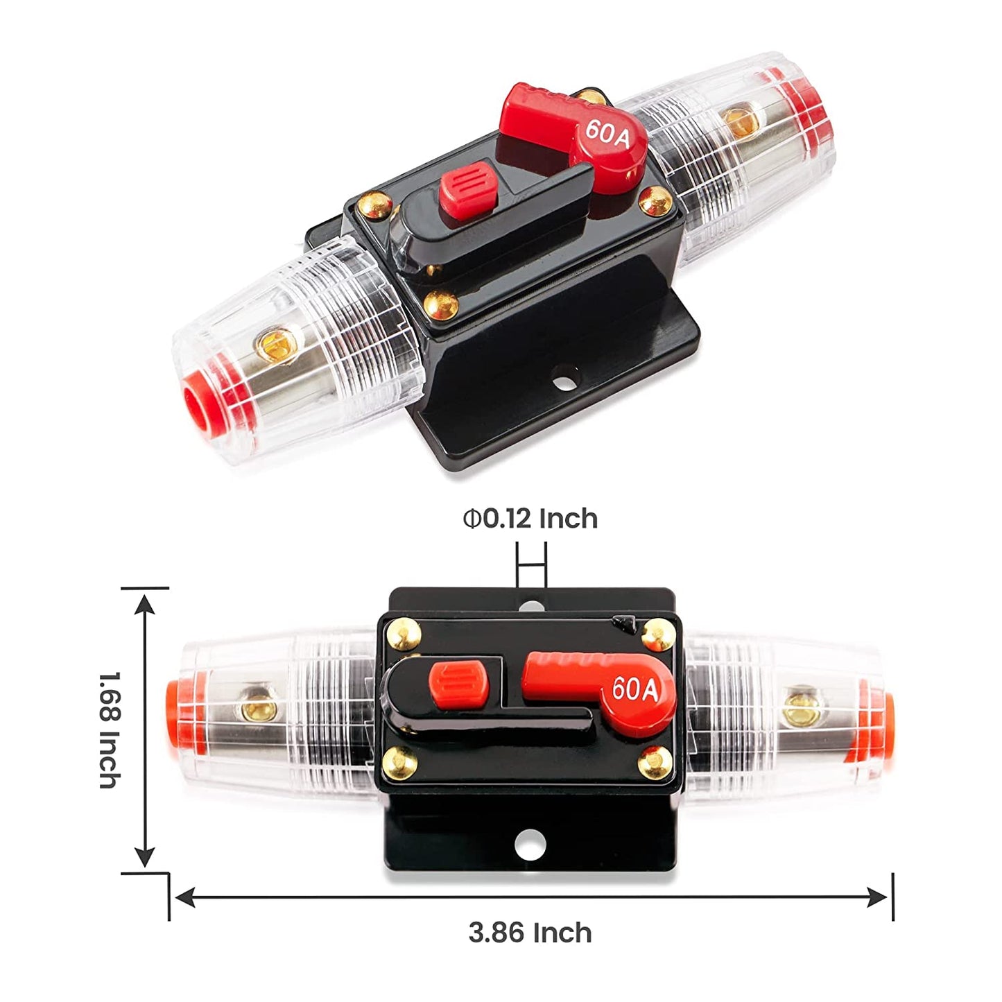 60A Car Audio Inline Circuit Breaker Reset Fuse Holder