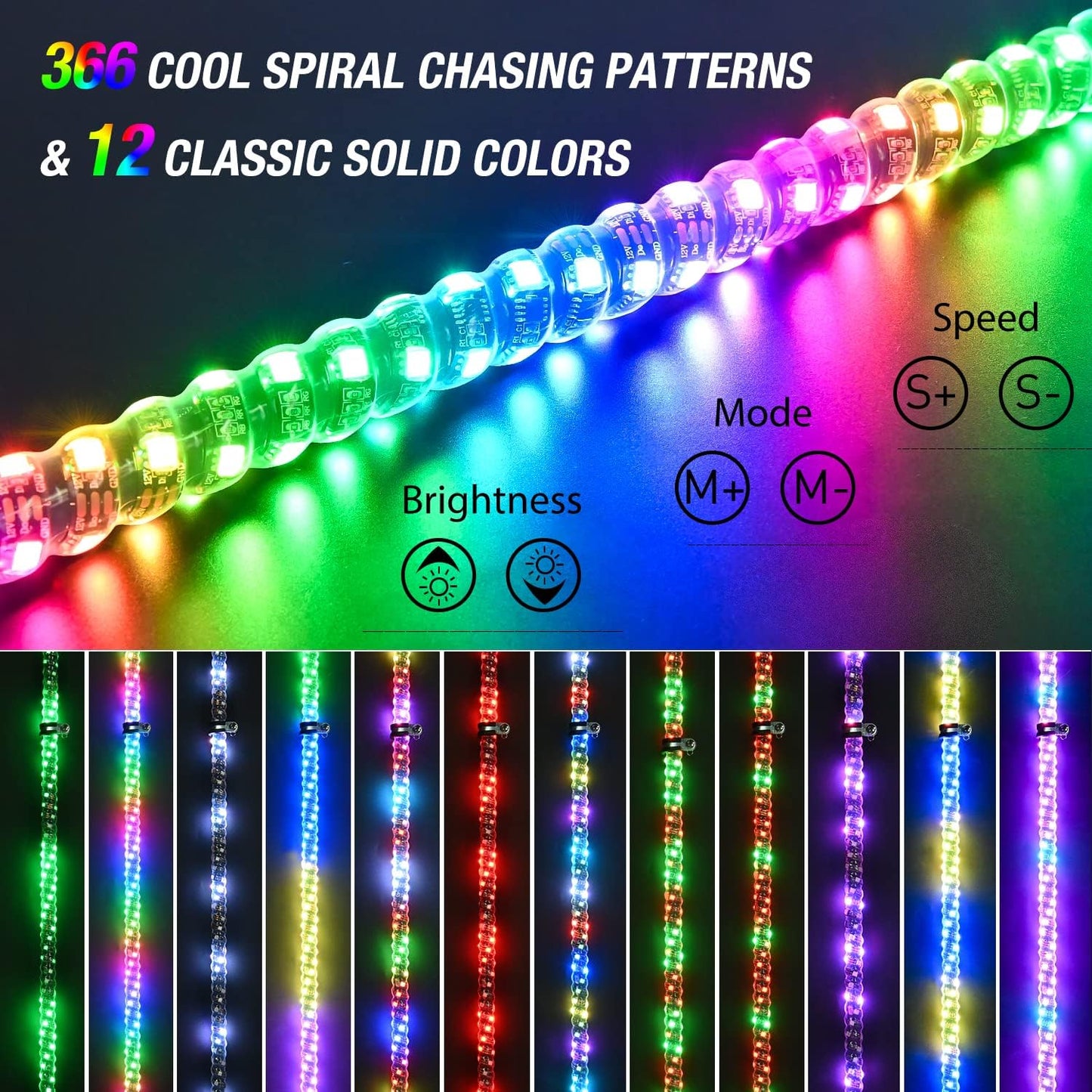 Led Whip Lights with Remote Control