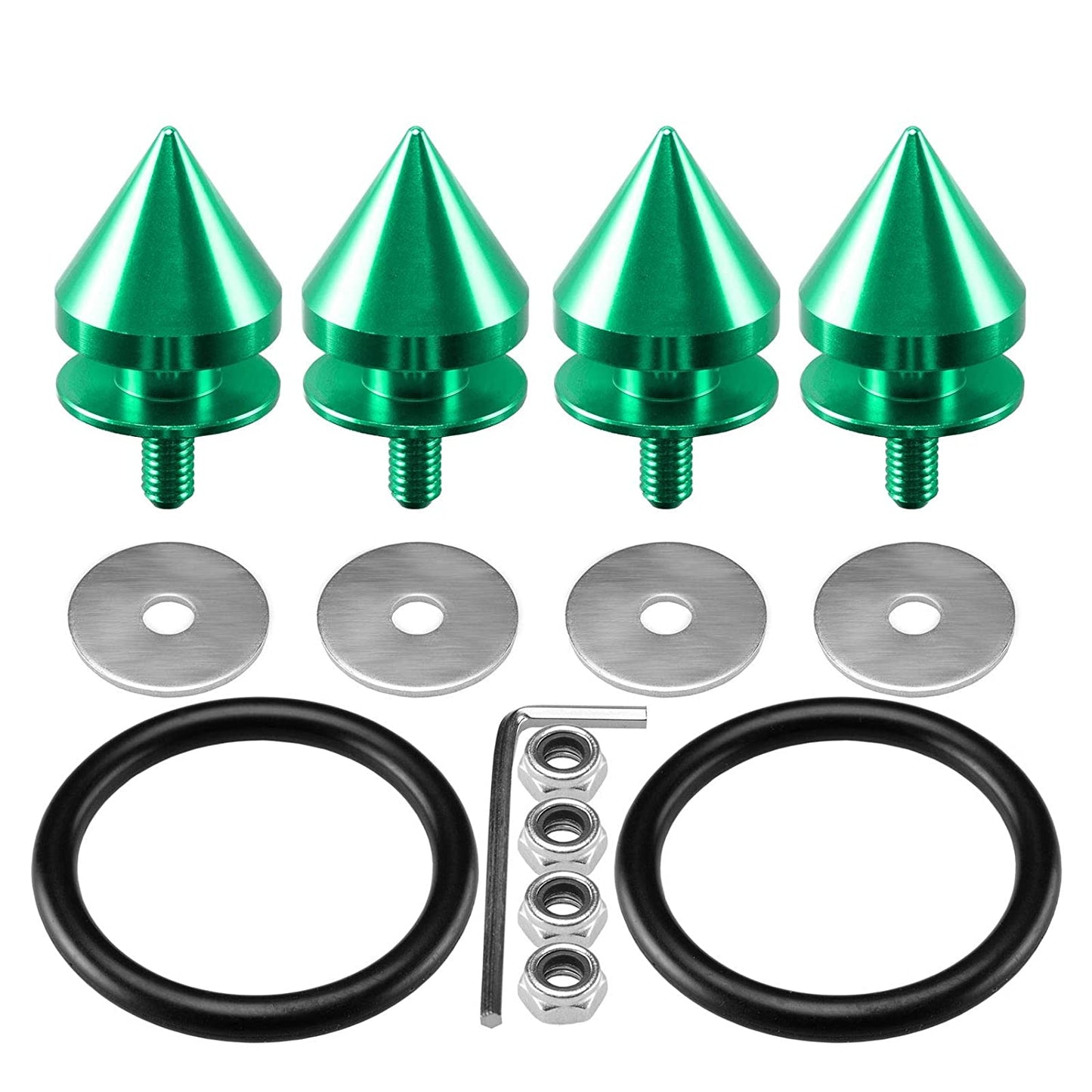 4pcs Spike CNC Aluminum Car Quick Release Fasteners For Front Rear Bumper Trunk Fender Hatch Lids Pad Screws Kit