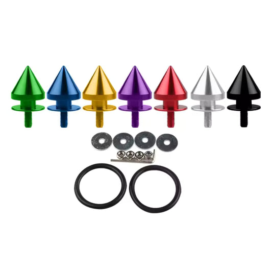 4pcs Spike CNC Aluminum Car Quick Release Fasteners For Front Rear Bumper Trunk Fender Hatch Lids Pad Screws Kit