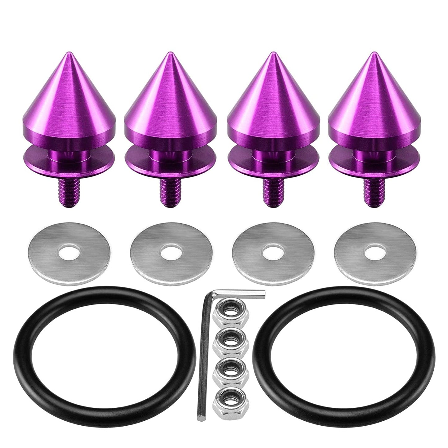 4pcs Spike CNC Aluminum Car Quick Release Fasteners For Front Rear Bumper Trunk Fender Hatch Lids Pad Screws Kit