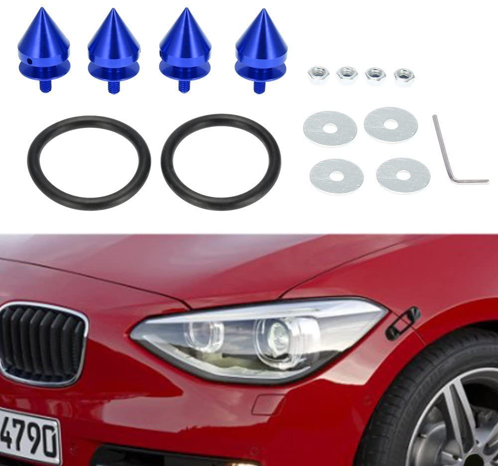 4pcs Spike CNC Aluminum Car Quick Release Fasteners For Front Rear Bumper Trunk Fender Hatch Lids Pad Screws Kit