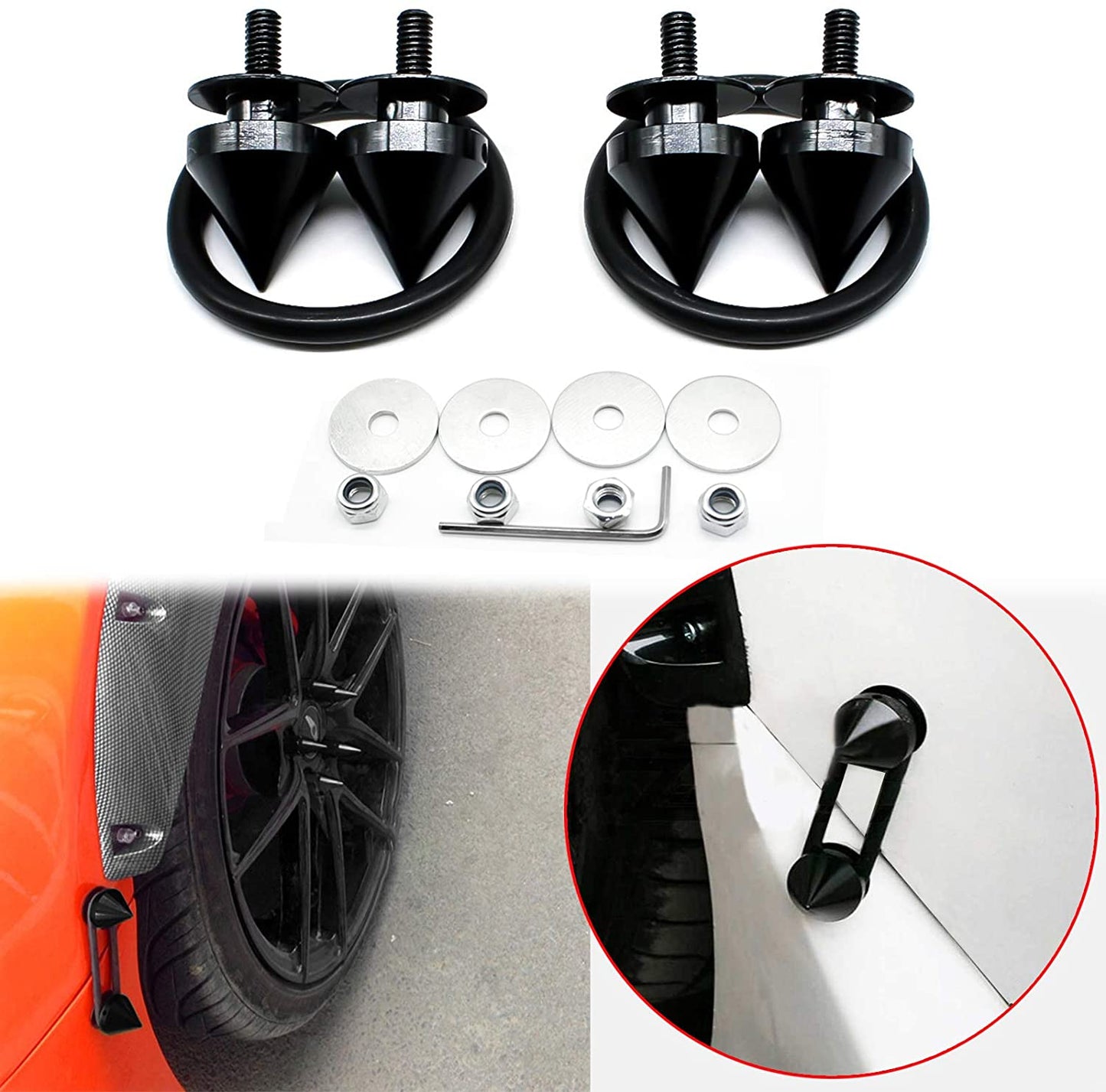 4pcs Spike CNC Aluminum Car Quick Release Fasteners For Front Rear Bumper Trunk Fender Hatch Lids Pad Screws Kit