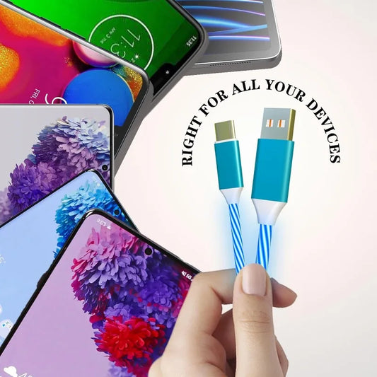 3A Micro USB Glowing LED Light Charger USB Cable For Samsung Galaxy S7 S6 Xiaomi 3 Huawei Android & Apple Phone Charger USB Cord
