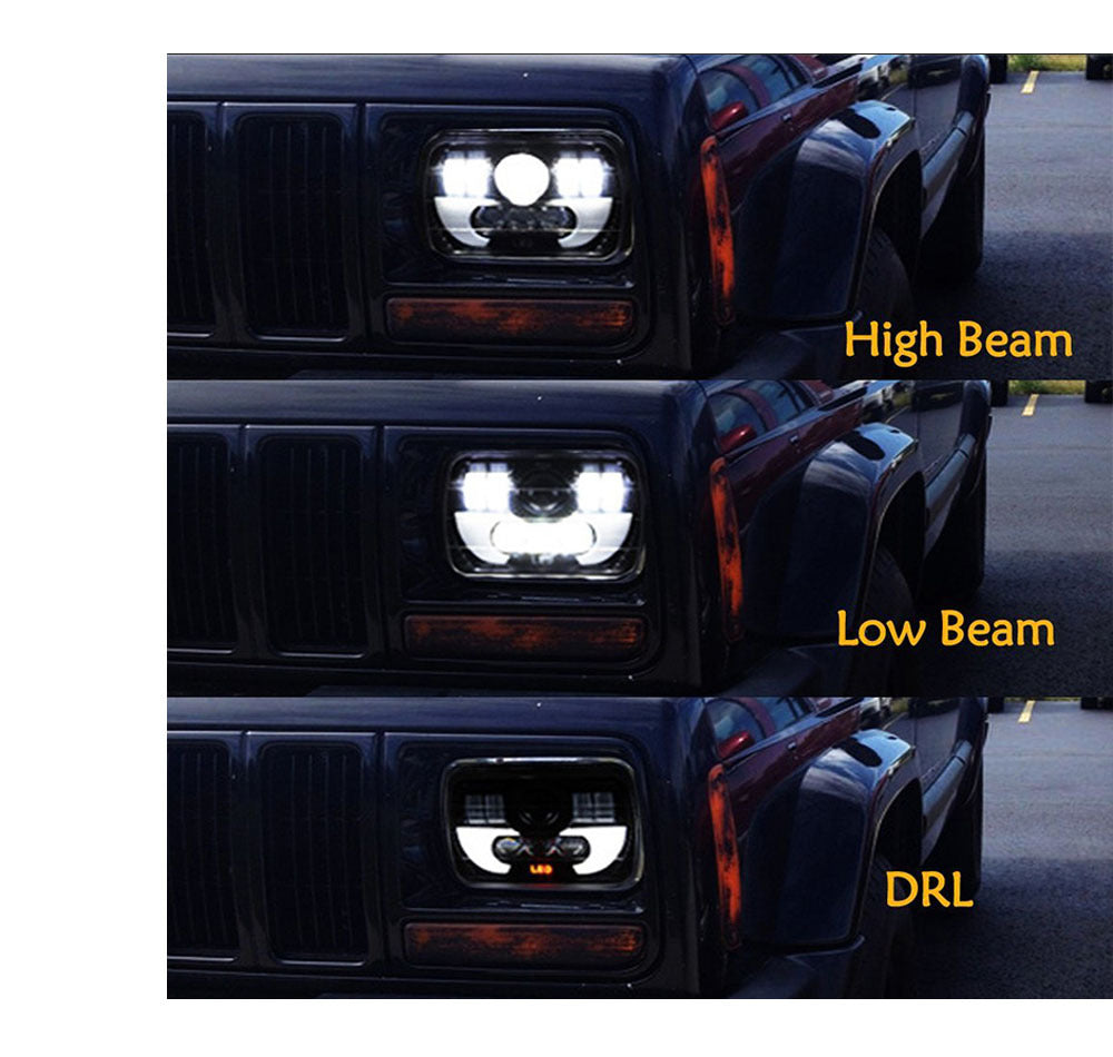 2 PCS 5X7 Inch LED Headlight Square Hi-Lo Beam Halo For Jeep Off-road Truck Motorcycle LED Headlight