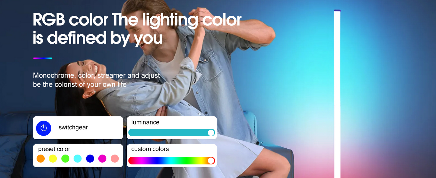 Modern Intelligent RGB Room Corner Floor Ambient Light USB Power LED Light Indoor Decoration Mobile APP Dimming Vertical Light