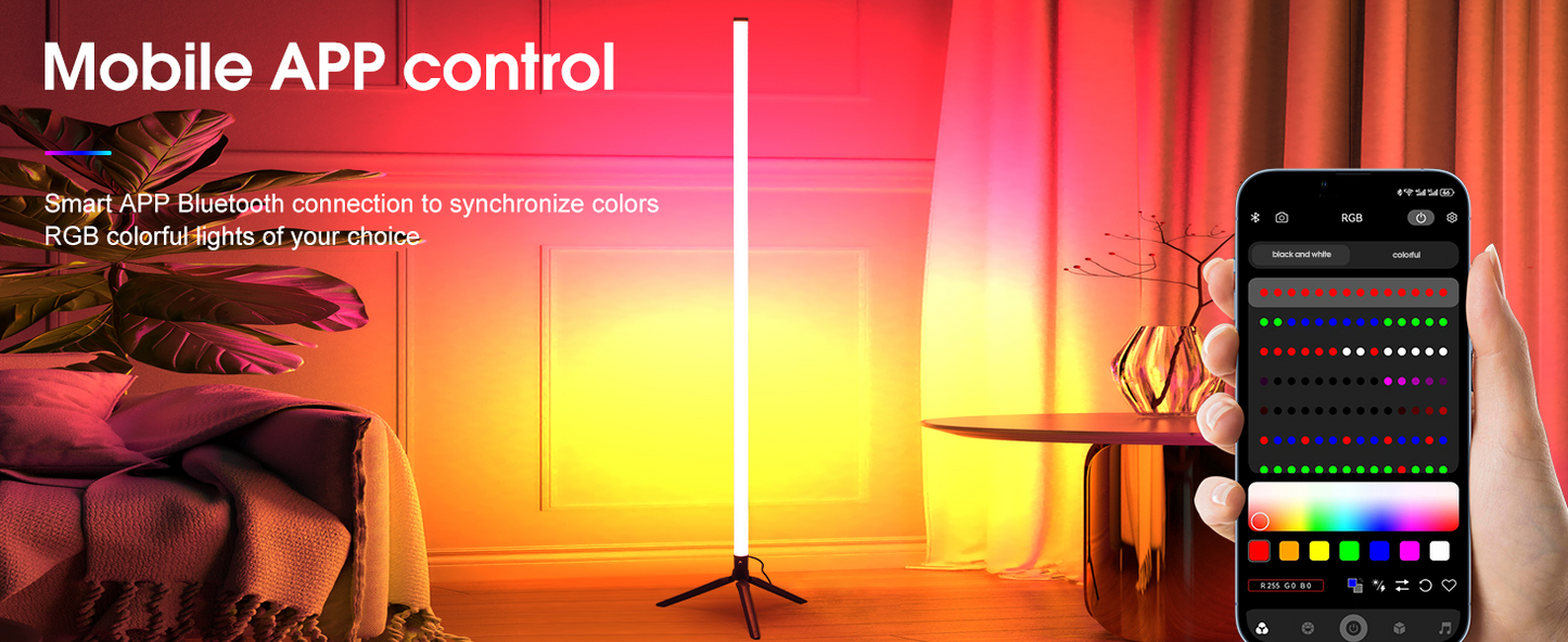 Modern Intelligent RGB Room Corner Floor Ambient Light USB Power LED Light Indoor Decoration Mobile APP Dimming Vertical Light