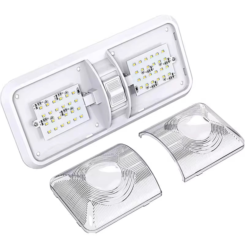 12-24V 48Led Rv Light with Lampshade Ruck Camper Boat Indoor Stepless Dimmable Adjustable Automobile Lamp Lighting Spare Parts
