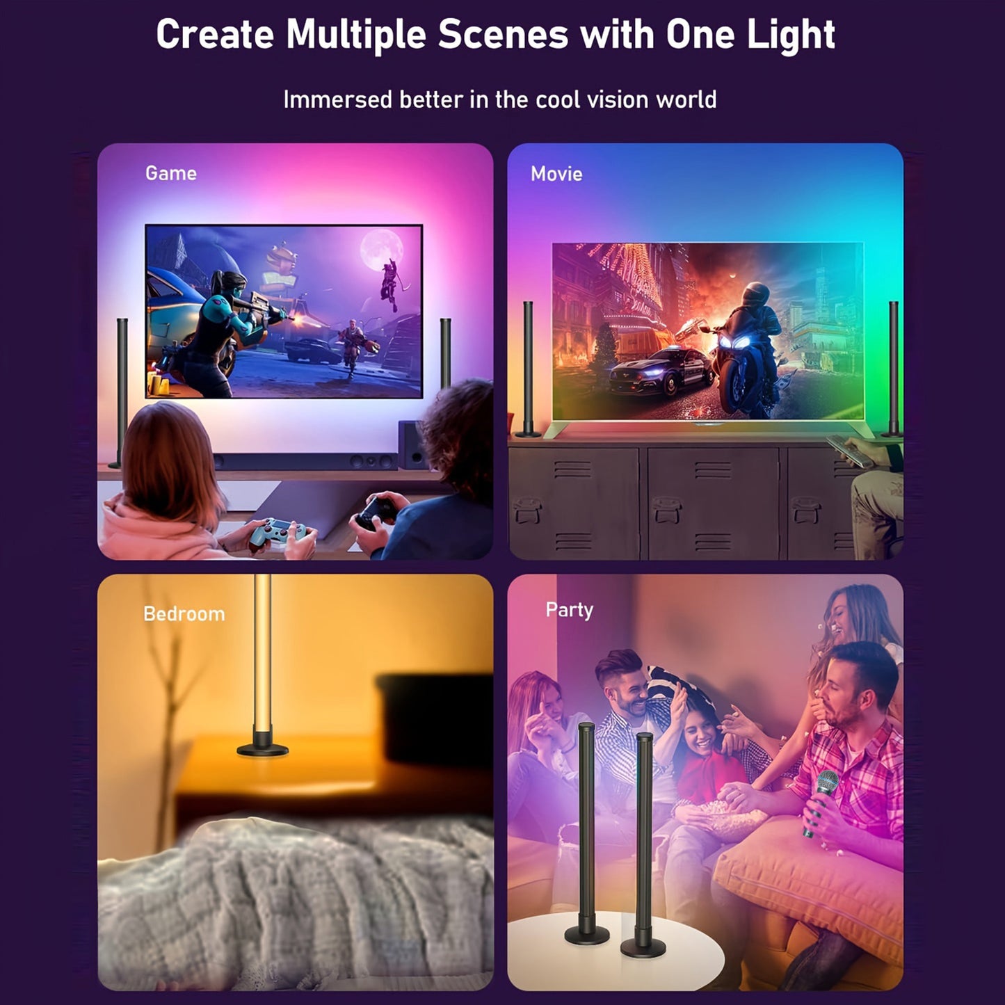 Smart RGB Pickup Light Desktop LED Light Bar Music Rhythm Light TV Backlights with APP and Remote Control Ambient Gaming Lights