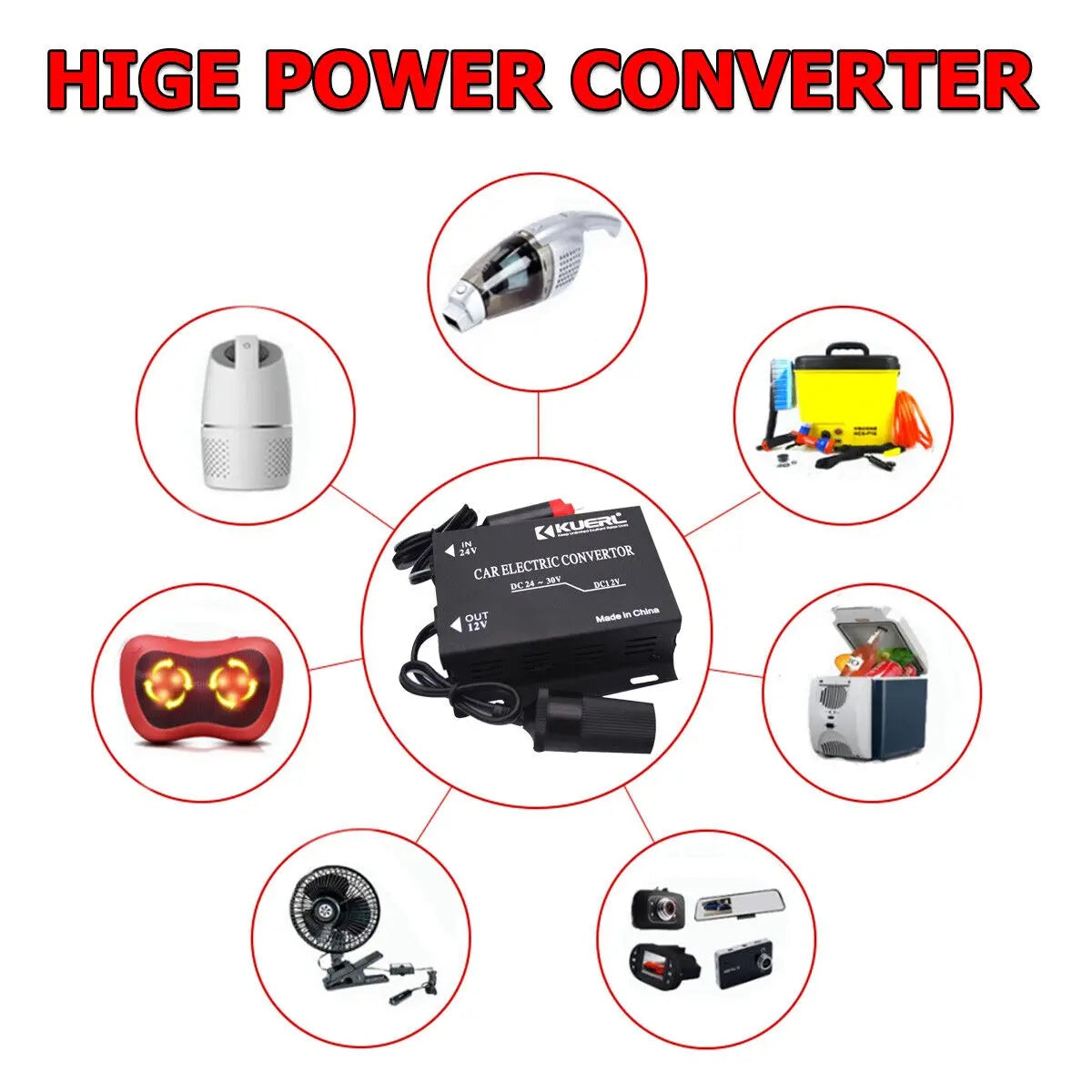 Truck DC 24V to DC 12V DC 30A Cigarette Lighter Step Down Buck Converter Power Adapter