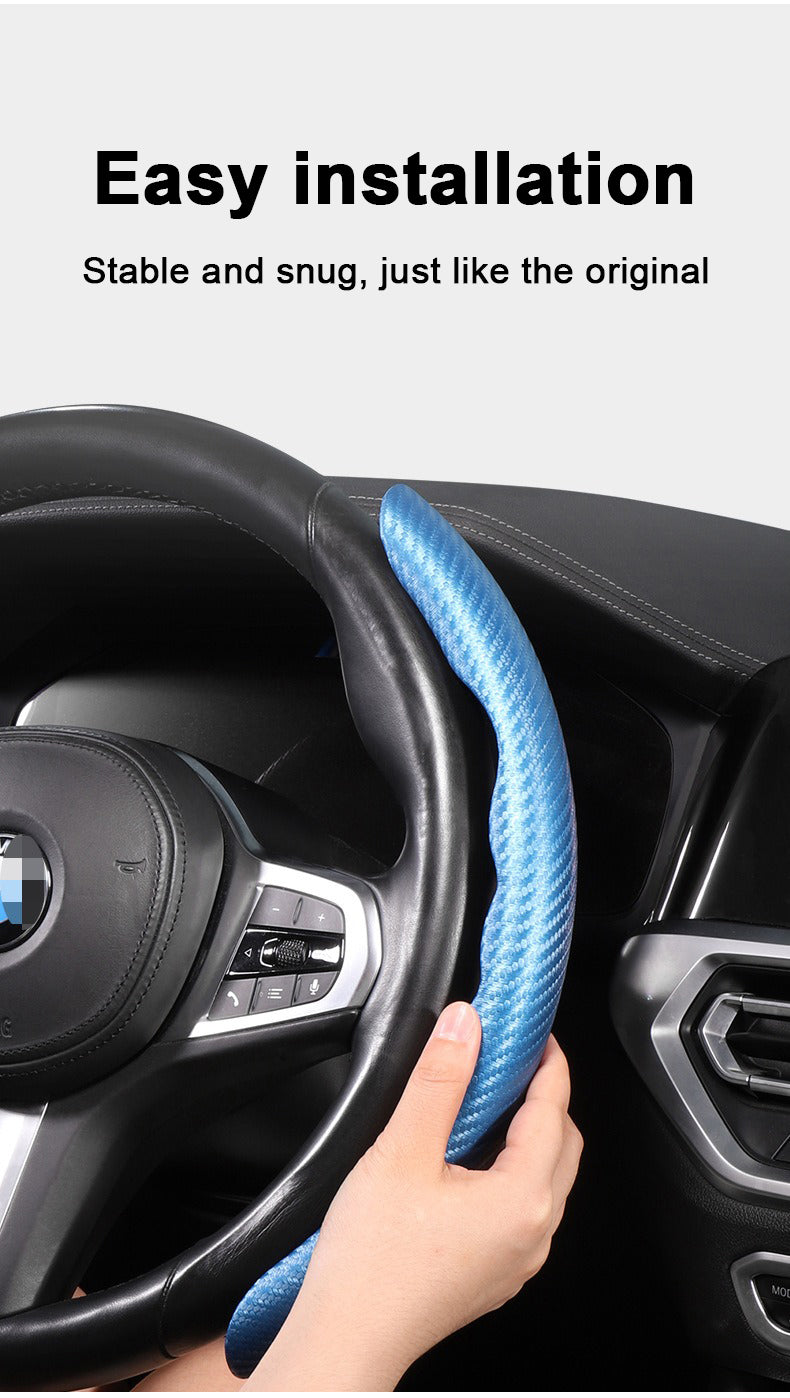 Sporty Ultra-Thin Car Steering Wheel Cover Carbon Fiber Pattern Anti-Slip Four Seasons Universal