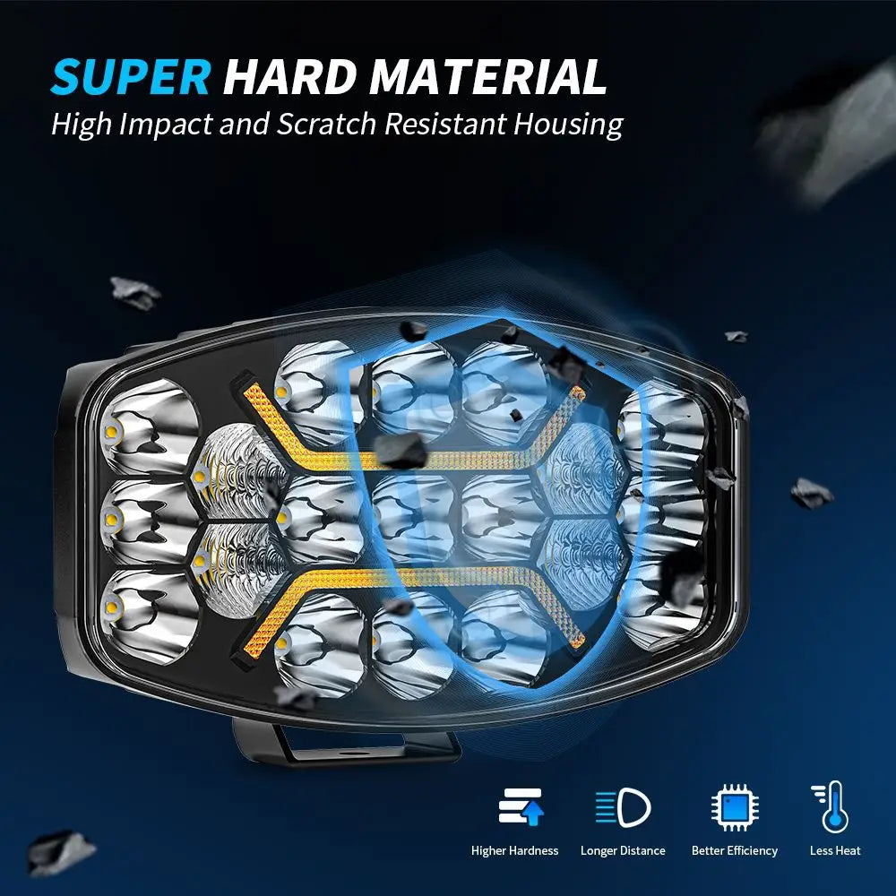 2PCS--Truck High-Power LED Headlights 9-inch Square Truck Roof Lights Off-Road Vehicle Spotlights Modified Car Lights