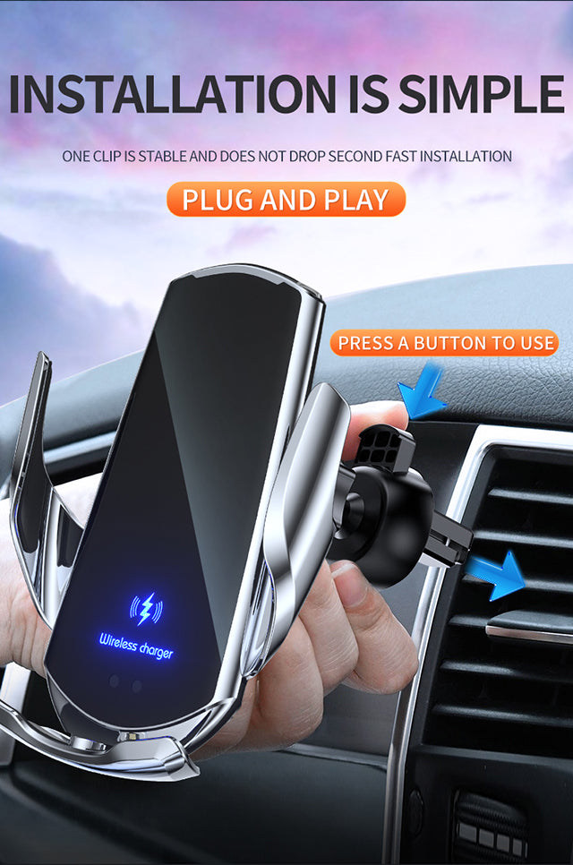 Automatic 15W Qi Car Wireless Charger for iPhone 12 11 XS XR X 8 Samsung S20 S10 Magnetic USB Infrared Sensor Phone Holder Mount