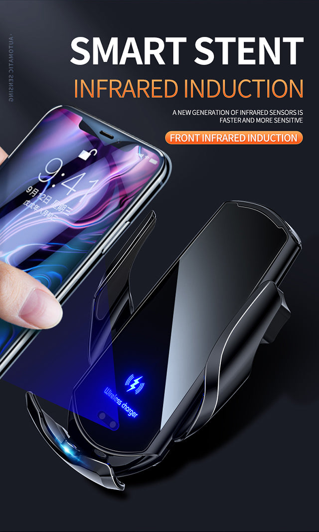 Automatic 15W Qi Car Wireless Charger for iPhone 12 11 XS XR X 8 Samsung S20 S10 Magnetic USB Infrared Sensor Phone Holder Mount