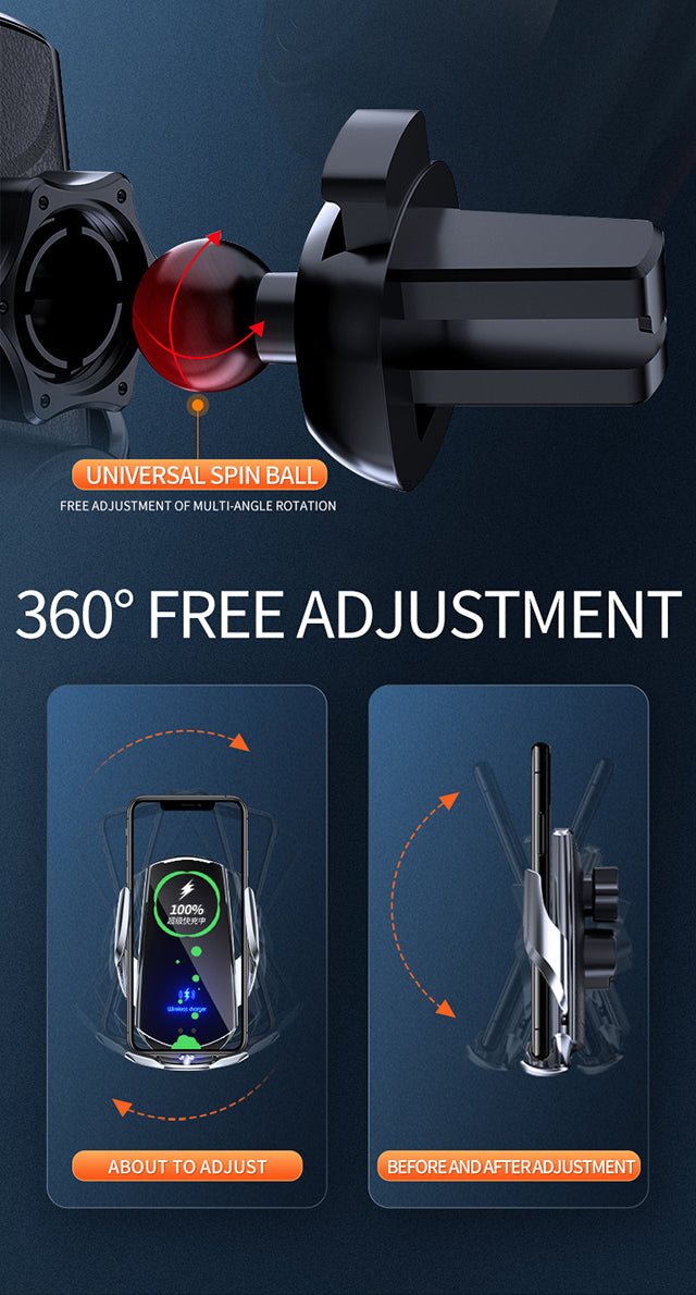 Automatic 15W Qi Car Wireless Charger for iPhone 12 11 XS XR X 8 Samsung S20 S10 Magnetic USB Infrared Sensor Phone Holder Mount