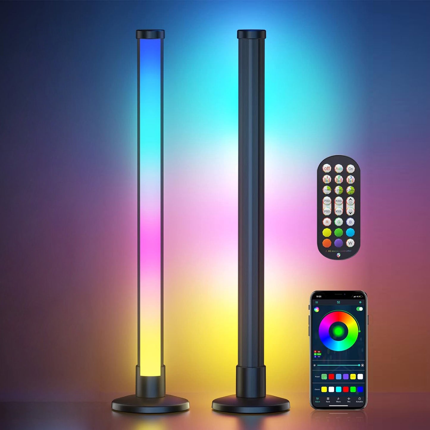 Smart RGB Pickup Light Desktop LED Light Bar Music Rhythm Light TV Backlights with APP and Remote Control Ambient Gaming Lights