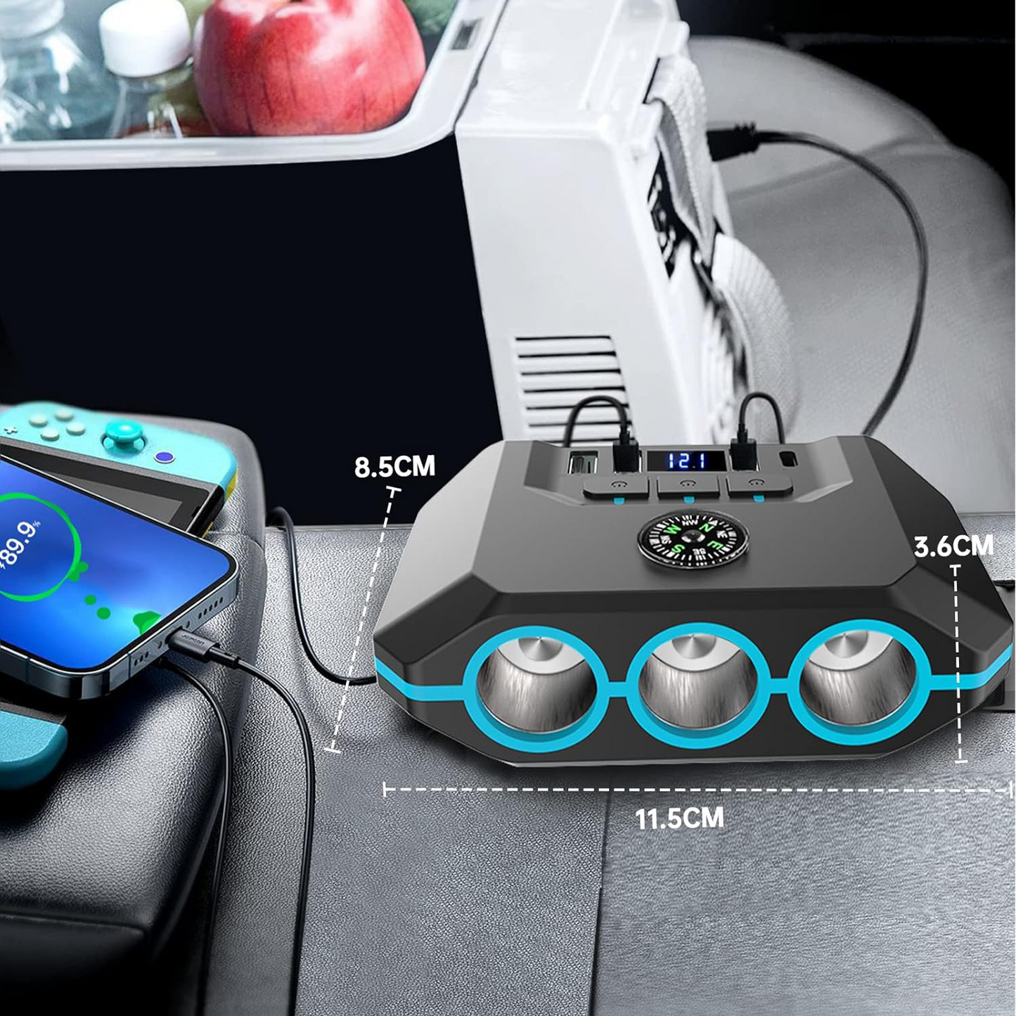 Car Usb Charger Fast Charging 3in1 Car Mobile Phone Charger Usb Cigarette Lighter