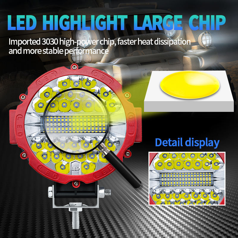 2PCS 7-inch 51W Pair of Auxiliary Lights Wide Vision LED Work Light for Off-road Car SUV IP67 Waterproof White Light
