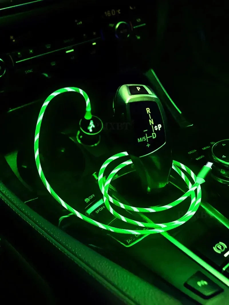 3A Micro USB Glowing LED Light Charger USB Cable For Samsung Galaxy S7 S6 Xiaomi 3 Huawei Android & Apple Phone Charger USB Cord