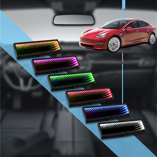 Car Indoor Rearview Mirror Universal 3D Flat Rearview Mirror Lighted LED CLIP-ON Rear View Mirror ABS Racing Car Styling