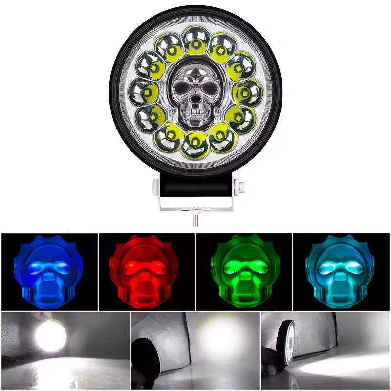 2PCS 12-24V Colorful RGB big vision 16LED burst flashes skeleton work lights