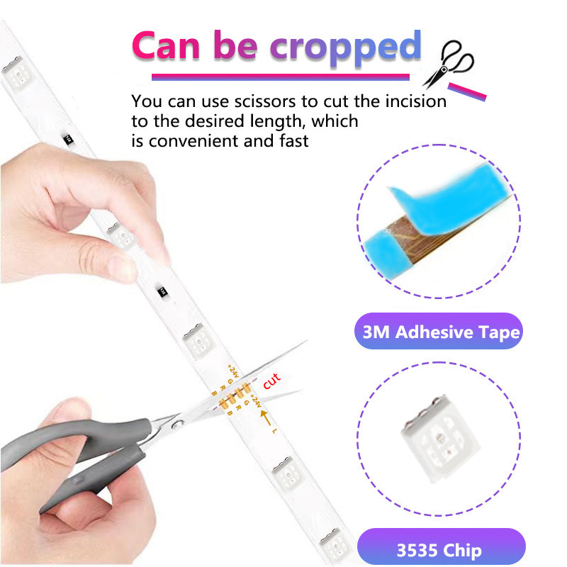 New bluetooth ultra-thin private mold led light strip set, smart app pickup 44-key e-sports bedroom atmosphere light strip