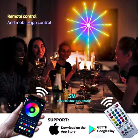 Smart LED Light Strip DIY Firework Remote Bluetooth Festoon Lamp Home Indoor Bedroom Party Bar Decor Fairy Christmas Lights
