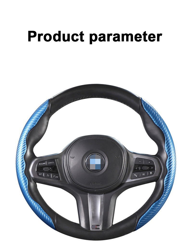 Sporty Ultra-Thin Car Steering Wheel Cover Carbon Fiber Pattern Anti-Slip Four Seasons Universal