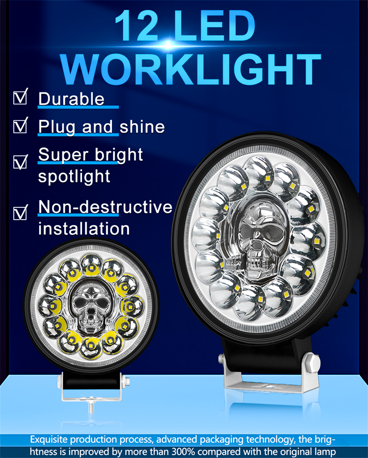 2PCS 12-24V Colorful RGB big vision 16LED burst flashes skeleton work lights