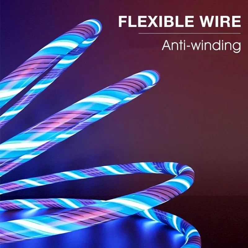3A Micro USB Glowing LED Light Charger USB Cable For Samsung Galaxy S7 S6 Xiaomi 3 Huawei Android & Apple Phone Charger USB Cord