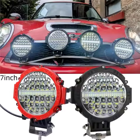 2PCS 7-inch 51W Pair of Auxiliary Lights Wide Vision LED Work Light for Off-road Car SUV IP67 Waterproof White Light