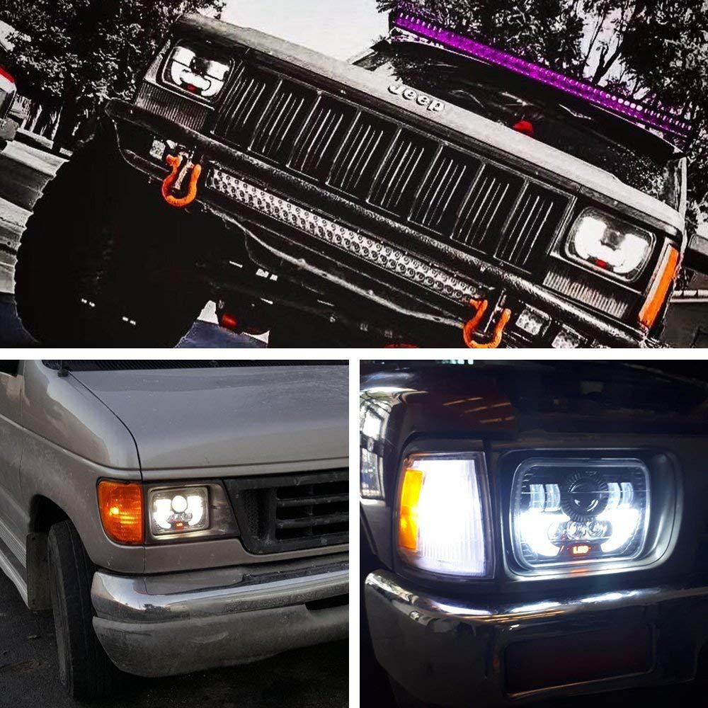 2 PCS 5X7 Inch LED Headlight Square Hi-Lo Beam Halo For Jeep Off-road Truck Motorcycle LED Headlight