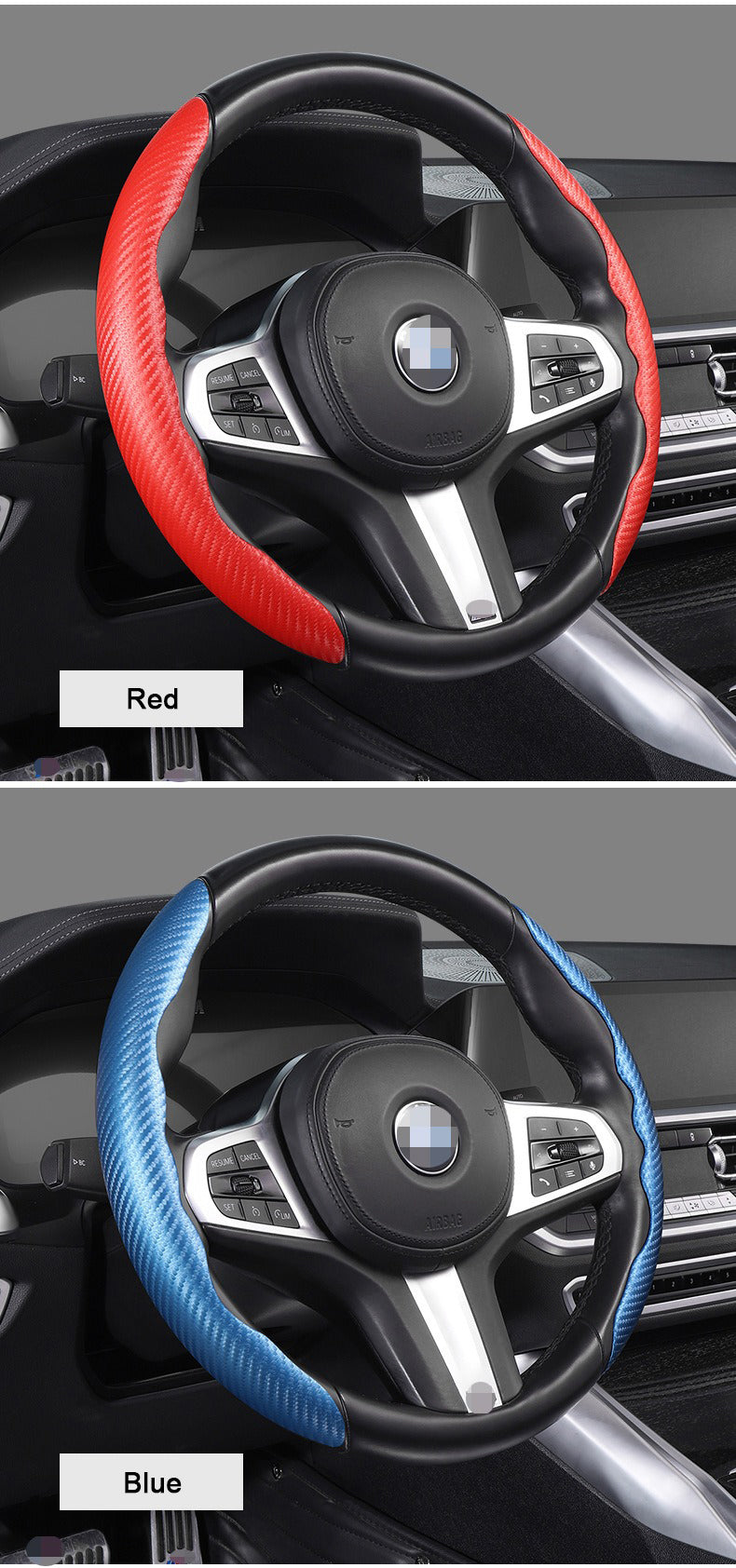 Sporty Ultra-Thin Car Steering Wheel Cover Carbon Fiber Pattern Anti-Slip Four Seasons Universal