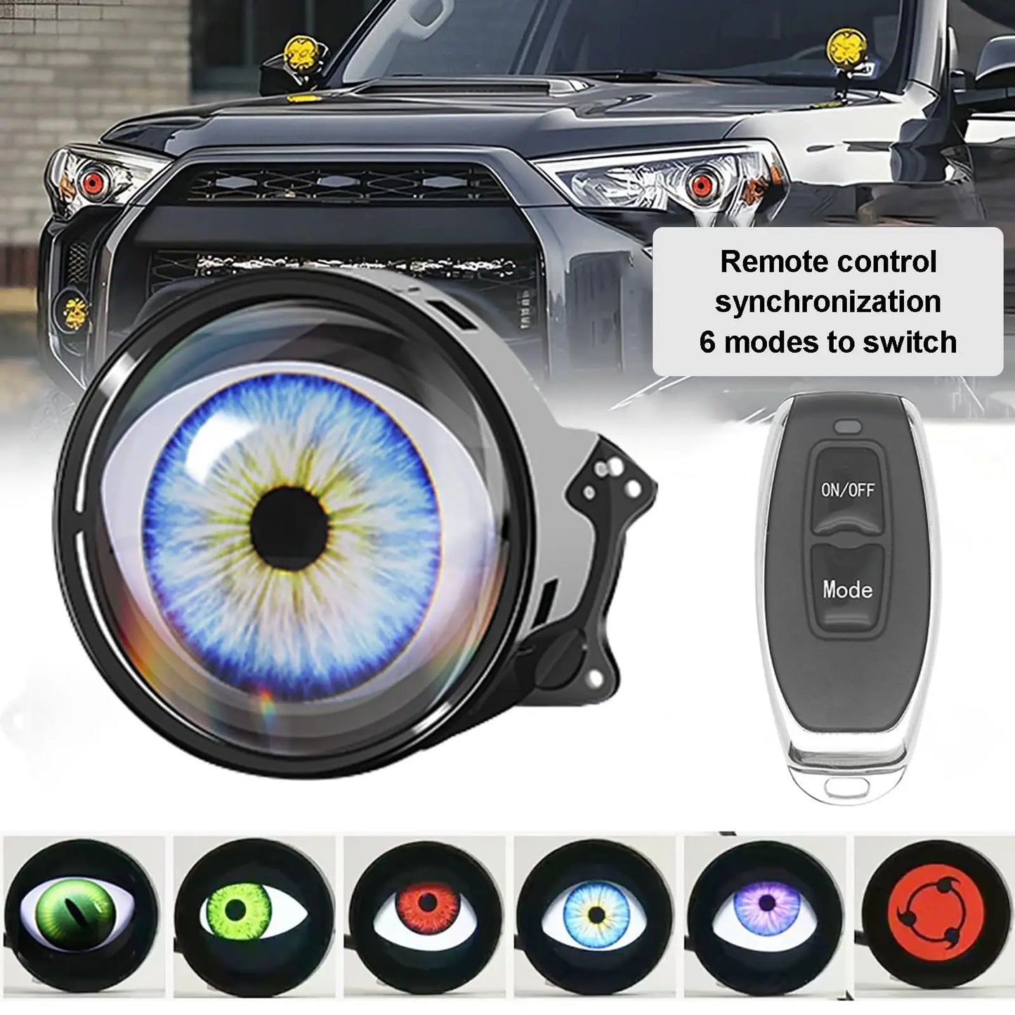 Car Devil Eye LED Headlight 6 Low Light Modes Control The Atmosphere In The Car Universal Motorcycle Lens Headlight