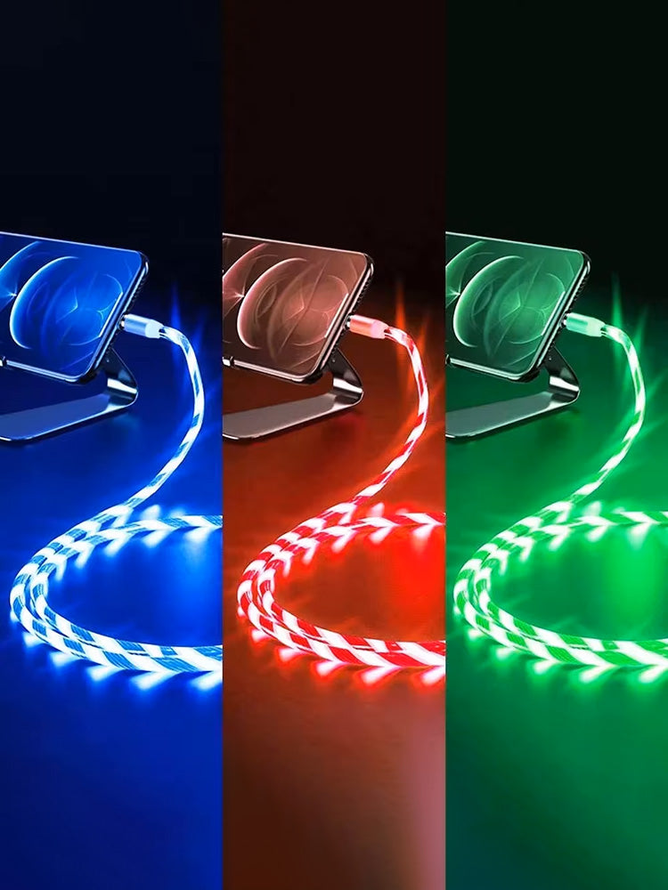 3A Micro USB Glowing LED Light Charger USB Cable For Samsung Galaxy S7 S6 Xiaomi 3 Huawei Android & Apple Phone Charger USB Cord