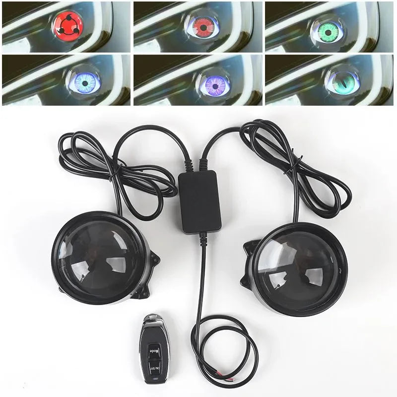 Car Devil Eye LED Headlight 6 Low Light Modes Control The Atmosphere In The Car Universal Motorcycle Lens Headlight