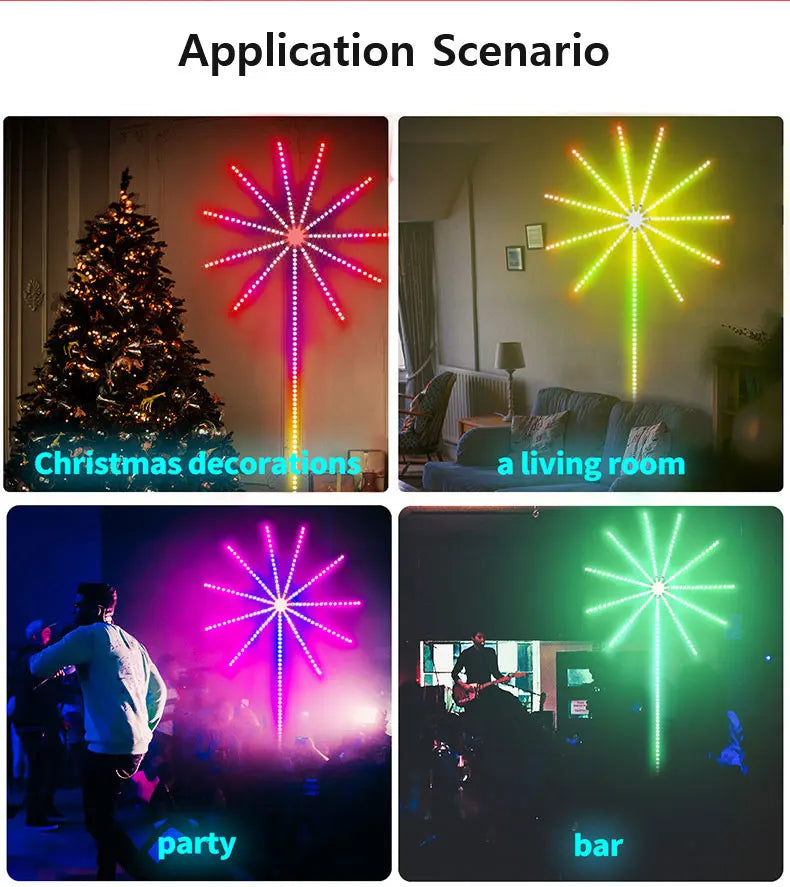 Smart LED Light Strip DIY Firework Remote Bluetooth Festoon Lamp Home Indoor Bedroom Party Bar Decor Fairy Christmas Lights
