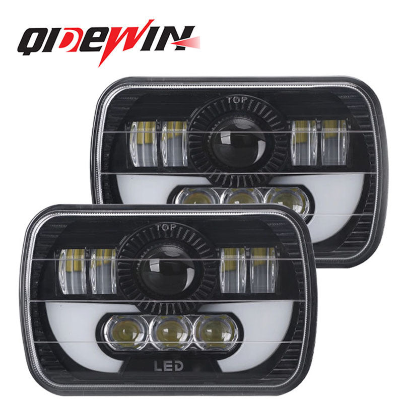 2 PCS 5X7 Inch LED Headlight Square Hi-Lo Beam Halo For Jeep Off-road Truck Motorcycle LED Headlight