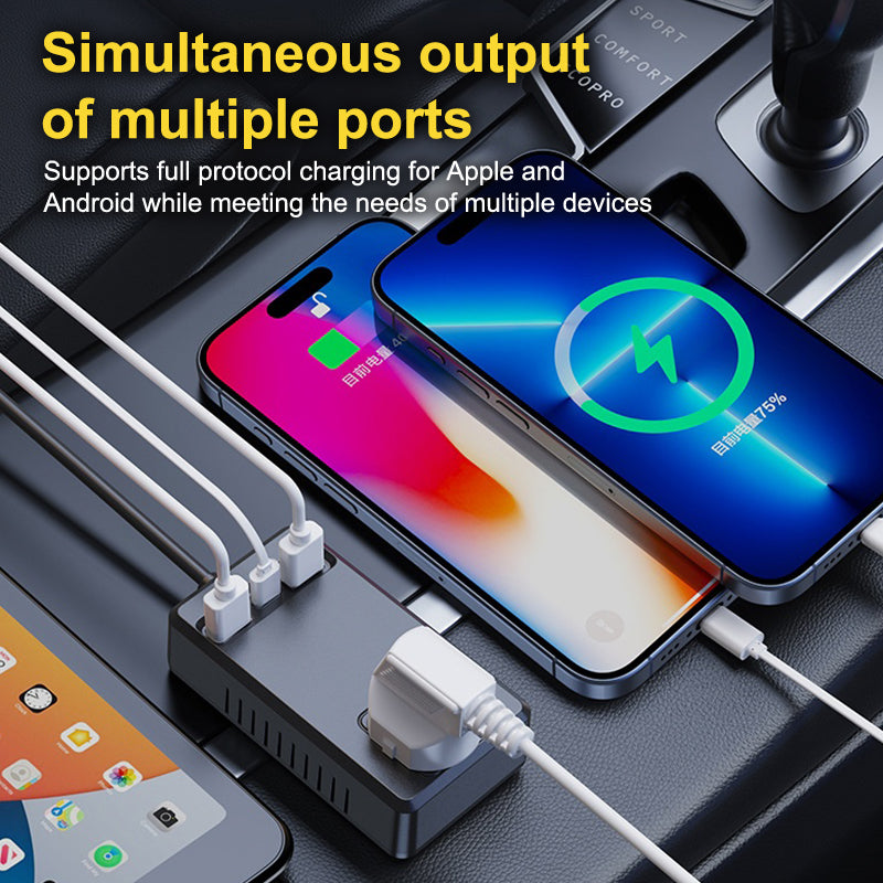 Universal 150W Car Inverter DC 12V/24V To 110V/220V Auto Power Converter Adapter USB Type C Chargers Car Inverter For IPhone