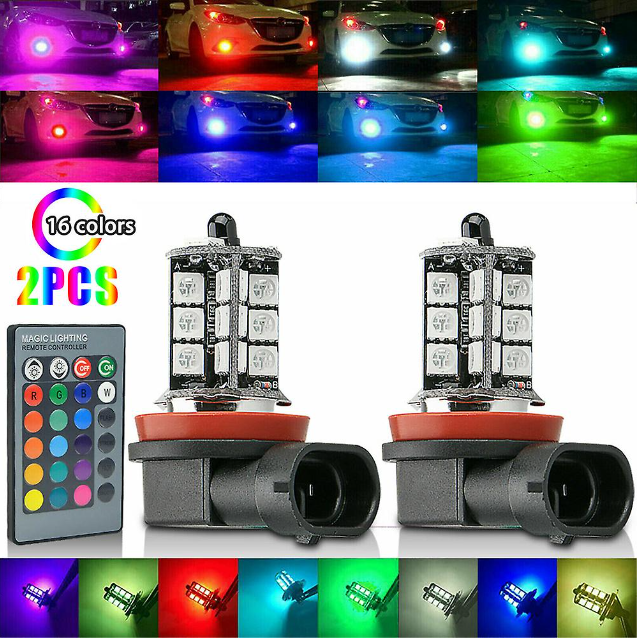 2PCS LED RGB Fog Lights Bulb