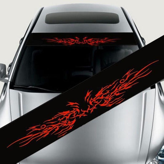 Car Front/Rear Sun Strip Visor Vinyl Decal Windshield Cast Film 3D Sticker-Fire