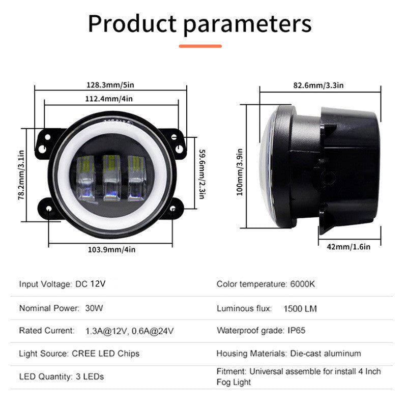 2xPCS 4 Inch LED Fog Lights 60W High-Intensity Off-Road Fog Lamp for Driving