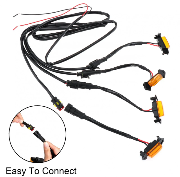 4pcs Car Grill Led Lights 12V Amber Shell with Amber Light Grill Lamp  with Harness Wire