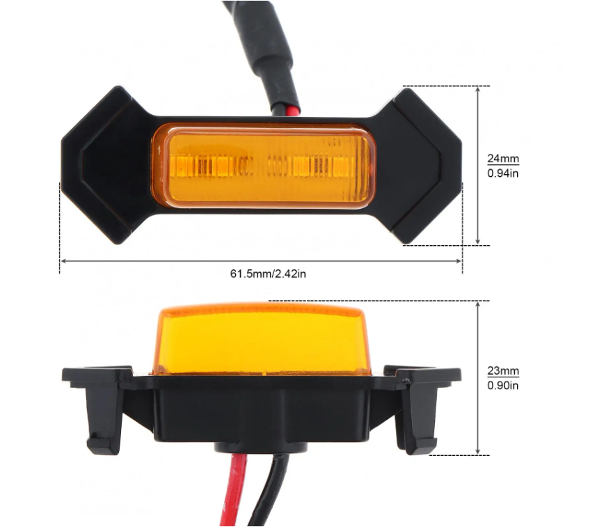 4pcs Car Grill Led Lights 12V Amber Shell with Amber Light Grill Lamp  with Harness Wire