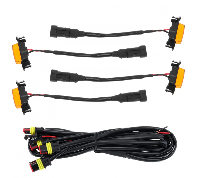 4pcs Car Grill Led Lights 12V Amber Shell with Amber Light Grill Lamp  with Harness Wire