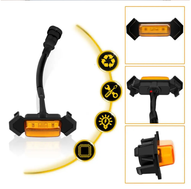 4pcs Car Grill Led Lights 12V Amber Shell with Amber Light Grill Lamp  with Harness Wire