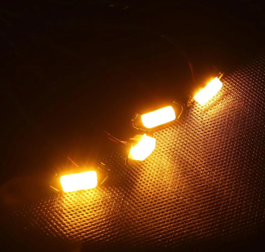 4pcs Car Grill Led Lights 12V Amber Shell with Amber Light Grill Lamp  with Harness Wire