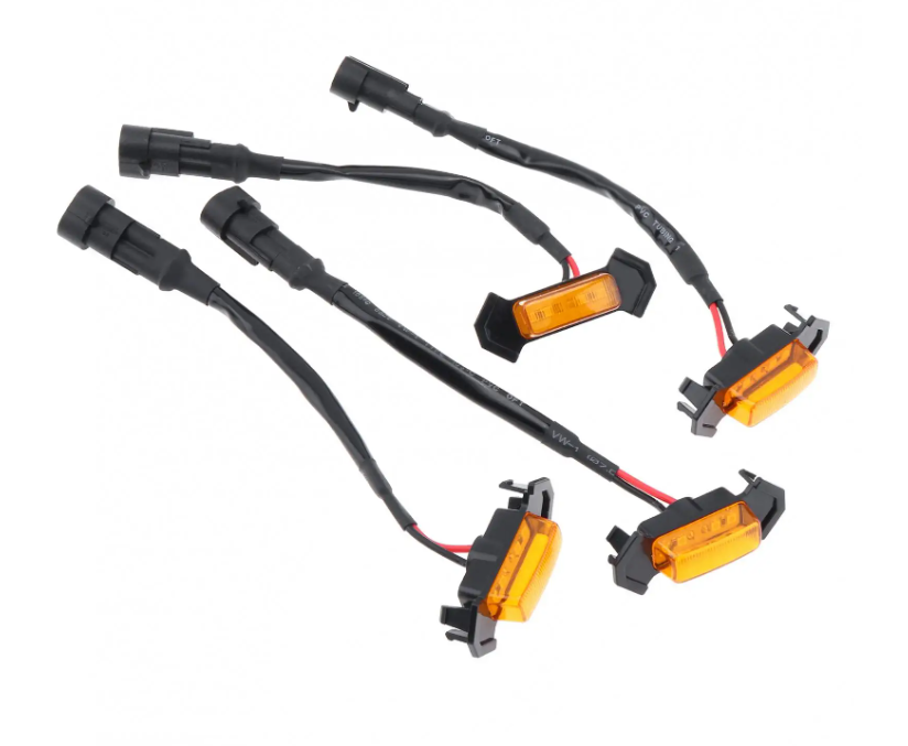 4pcs Car Grill Led Lights 12V Amber Shell with Amber Light Grill Lamp  with Harness Wire